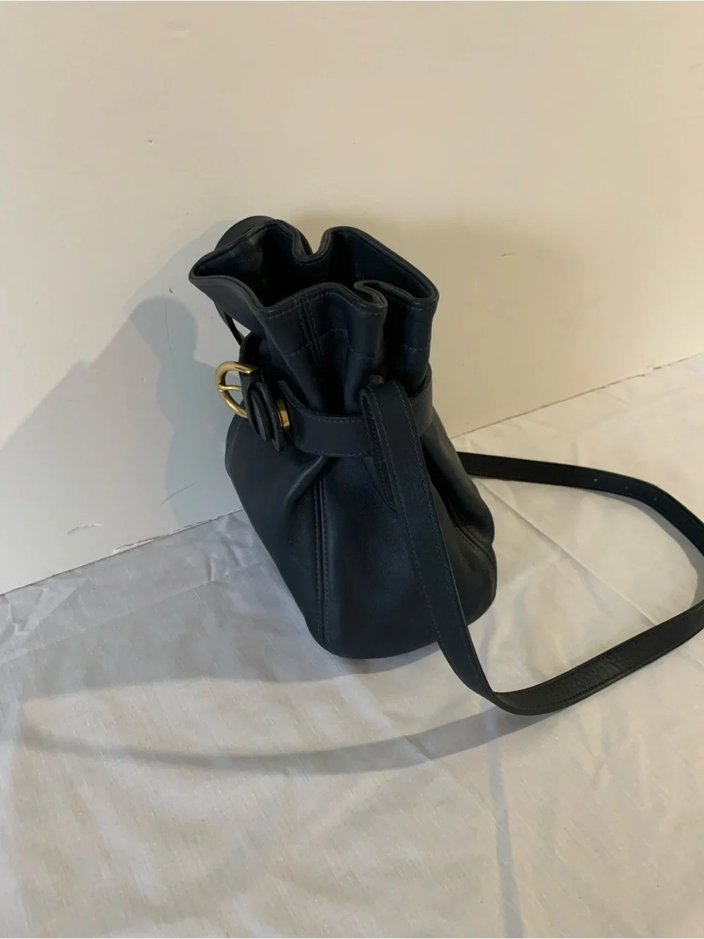 Coach Soho Black Leather Bucket Bag with Belted Pouch Vintage 4156